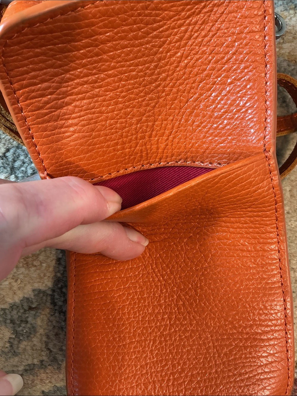 Hammitt Bright Orange Leather Phone Pouch with Studs - Picture 5 of 7